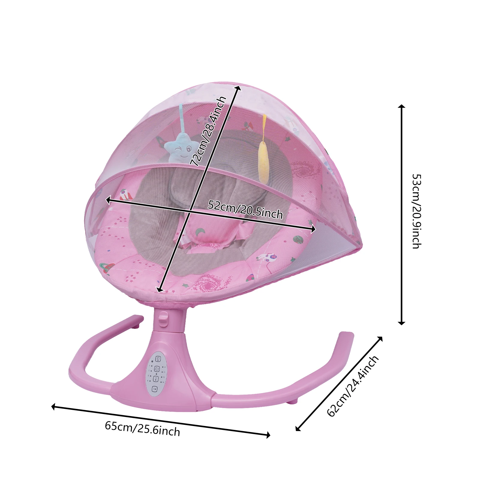 Balanço do bebê elétrico Rocker Bouncer com assento ajustável, controle remoto, Bluetooth, 0-20 meses