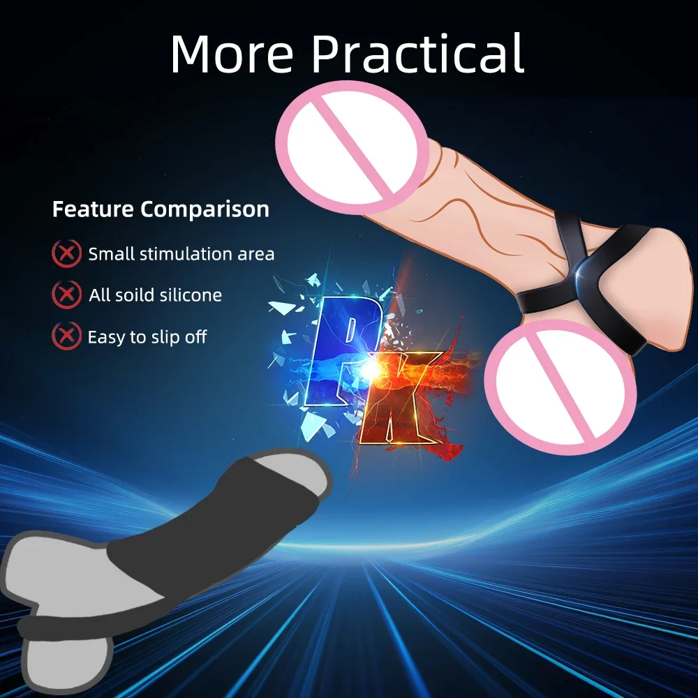 Male Penis Ring for Men Delay Ejaculation Stronger Erection Double Cocking Rings Masturbating Sex Toys for Man Gay Adult 18+ 4