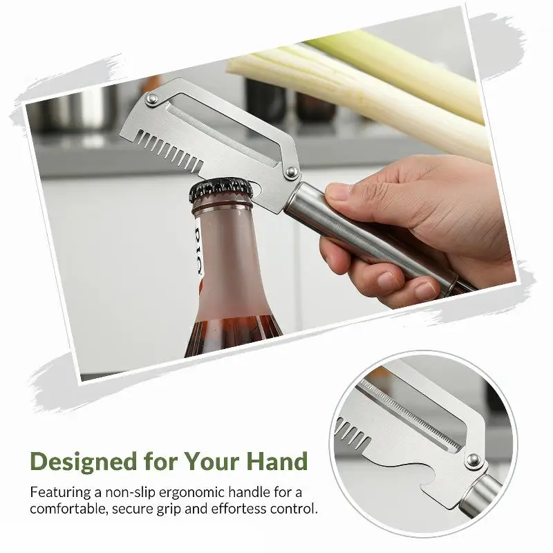 1PC Stainless Steel Scallion Peeling Knife Multi Functional Handle Vegetable Peeler Safe Kitchen Tool for Home Cooking Easy Use