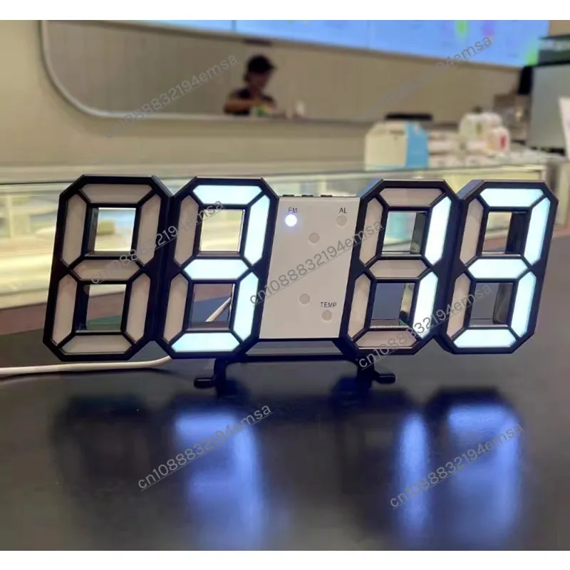 3D LED Digital Clock, Luminous Fashion Wall , Multi-functional  USB Plug-in Electronic Clock DC5V