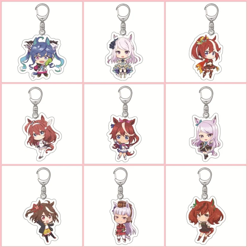 

Anime Pretty Derby Shuttle Mejiro Mcqueen 6cm Acrylic Keychain Symboli Rudolf Kawaii Game Cute Jewelry Cosplay Costumes Props