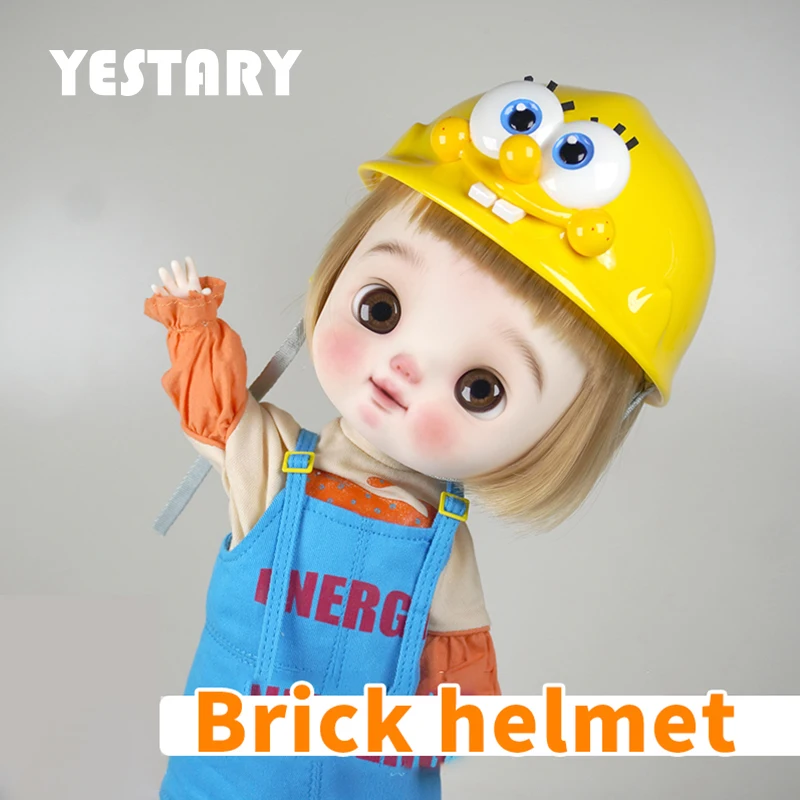 YESTARY Blythe Doll Clothing Work Helmet BJD Dolls Accessories Cartoon Little Bear Helmet Dolls Hat 28-29CM For Qbaby Dokidoki