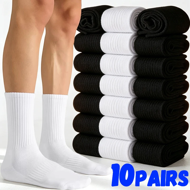 

1/10Pairs 2026 New Men Cotton New Style White Socks Men Soft Breathable Sports Long Socks Summer Winter for Male Socks Plus Size