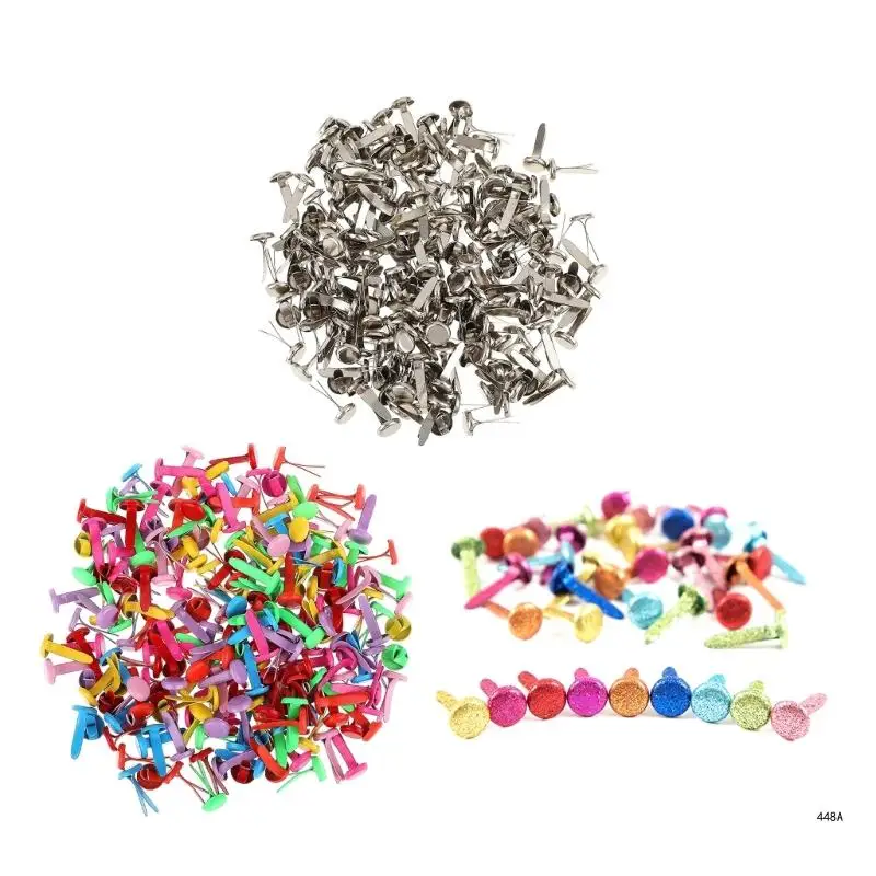 100-piece/set Paper Clasps Split Pins Brads Round Metal Brads Decorative Metal Sealing Clips for Crafts Paper Clasps