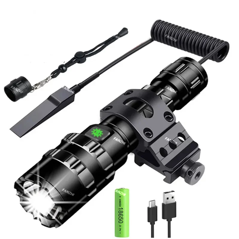 

Professional Hunting Tactics Night Reconnaissance LED Flashlight L2 Lamp Beads Waterproof Rechargeable Outdoor Portable Torch