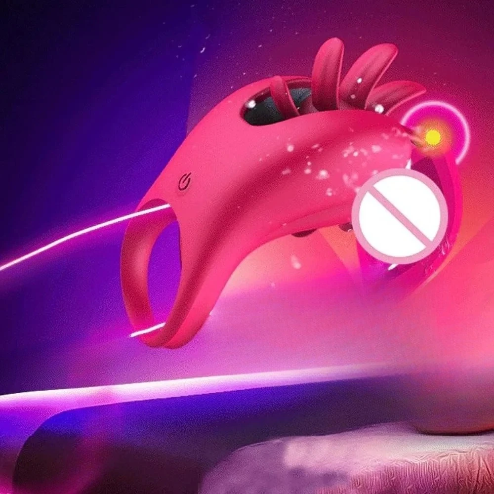 Silicone Penis Ring Delayed Ejaculation 10 Modes Rotating Tongue Licking Clit Stimulator Female Masturbator Cock Ring Sex Toys 3