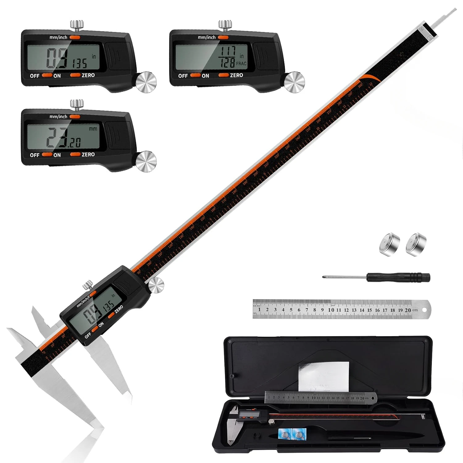 

Electronic Digital Vernier Caliper Auto-Off Feature, Inch/MM/Fraction,Digital Ruler,for 3D Printing/Jewelers/Woodworkers