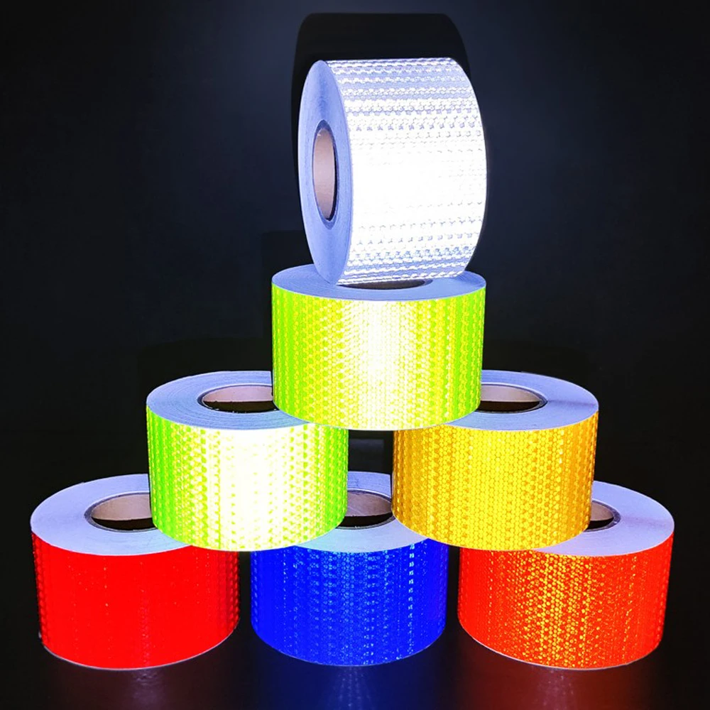 10Cm X 3M/Rol Reflecterende Tape Rood Wit Geel Blauw Groen Sticker Zelfklevende Auto Veiligheidswaarschuwing Reflecterende Film Truck Tape