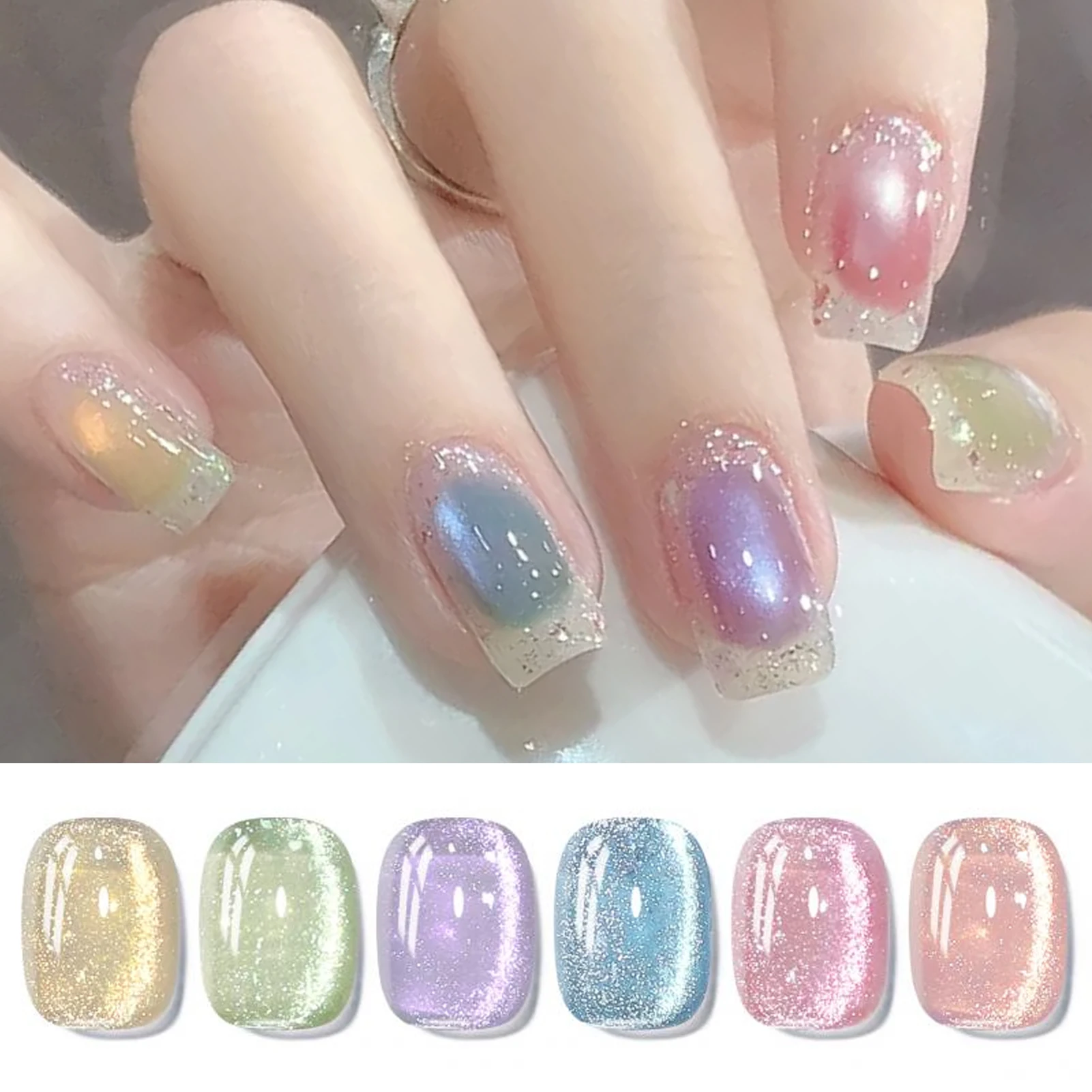 BORN PRETTY 10ml パープルライトフロー キャット マグネットジェルネイルポリッシュ ウルトラシャイン ホログラフィック グリッター ソークオフ UV バーニッシュ マニキュア