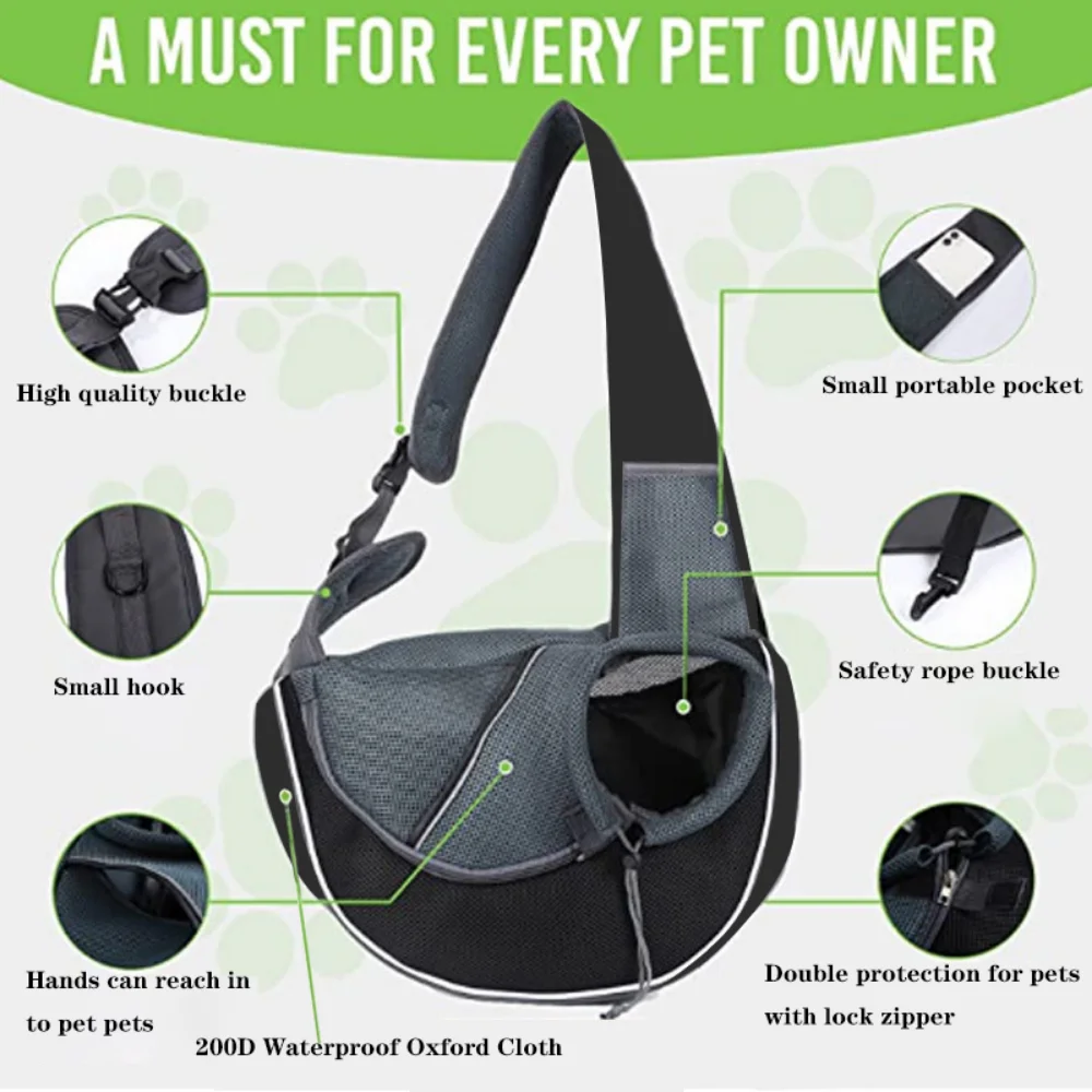 Pet Carrying Bag Sling Carrier Bag Portable Comfortable Breathable Hand Free Shoulder Crossbody Bag Outdoor Pet Cat Handbag