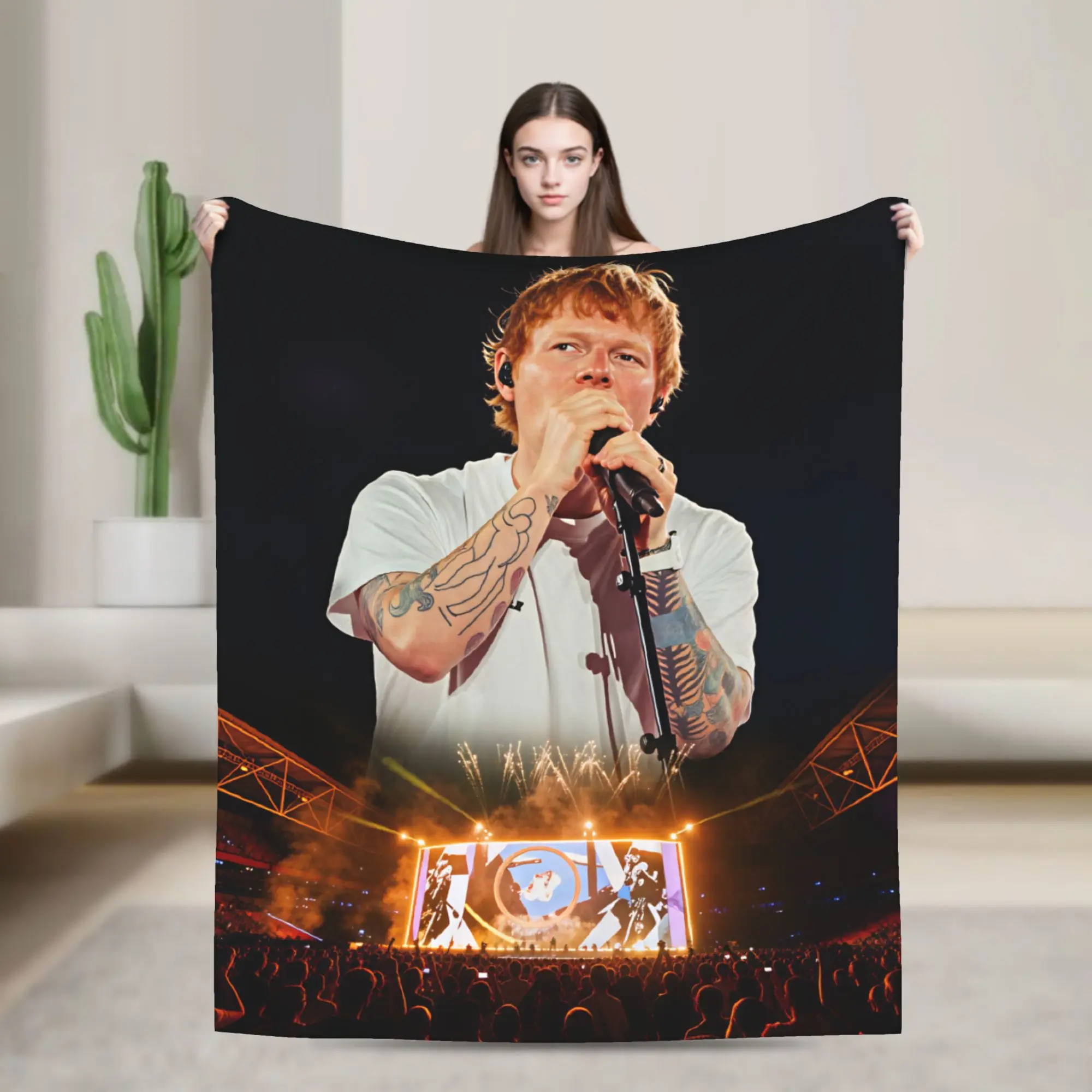 Ed Sheeran Blanket  Airplane Travel Flannel Throw Blanket For Couch Chair Soft Warm Custom Quality Bedspread Birthday Present
