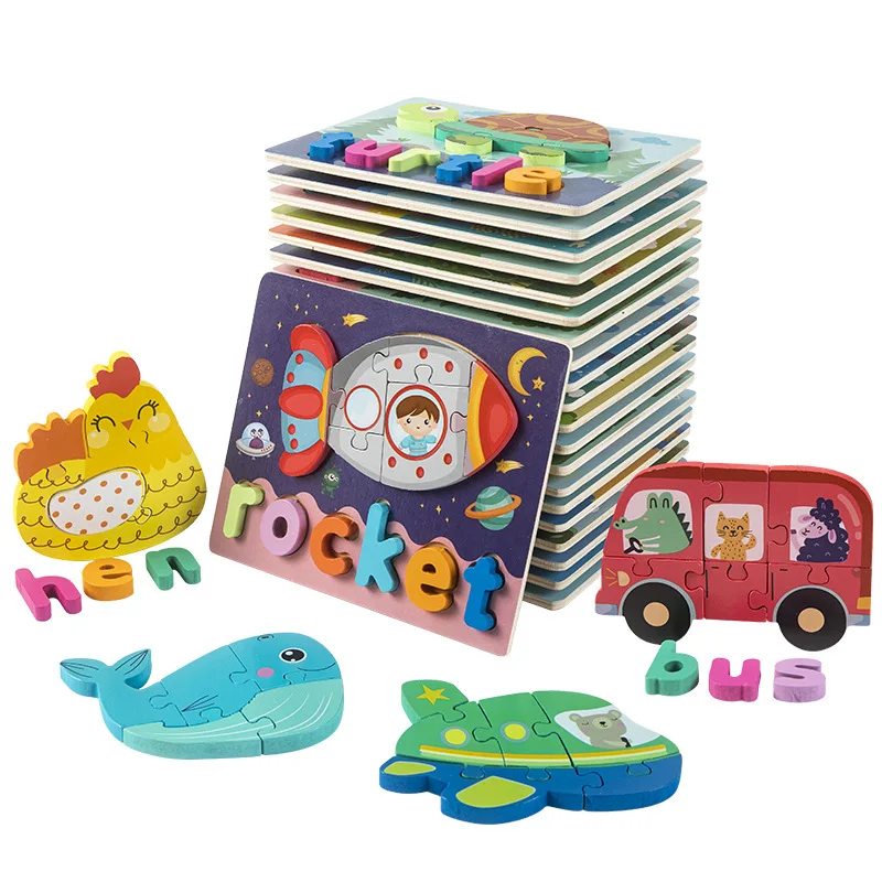

Animals Wooden Puzzles Board Baby Toy Montessori Materials Educational Toys For Children 3d Puzzle Kindergarten Learning Toys