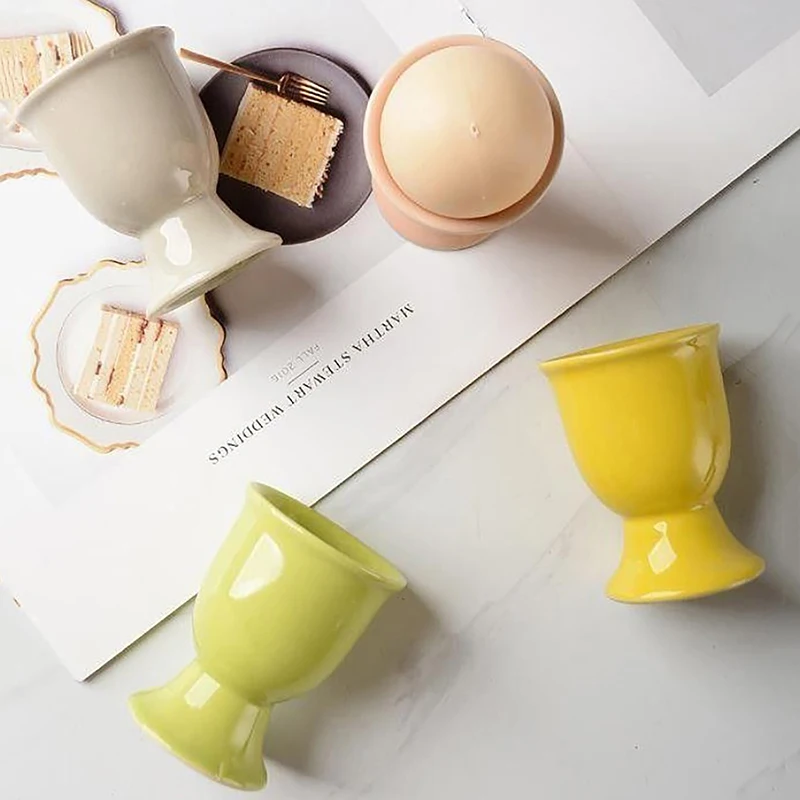 Ceramic Egg Cup Holders Candy Color Creative Serving Cups For Kitchen Egg Holder Cup Breakfast Banquet Eggs Supplies image 5