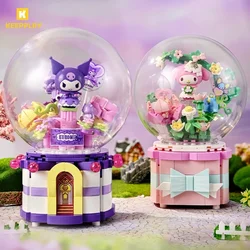 Keeppley klocki Sanrio pozytywka Kuromi moja melodia łączenie edukacyjne zabawka Model ozdoba na biurko kolekcja prezent