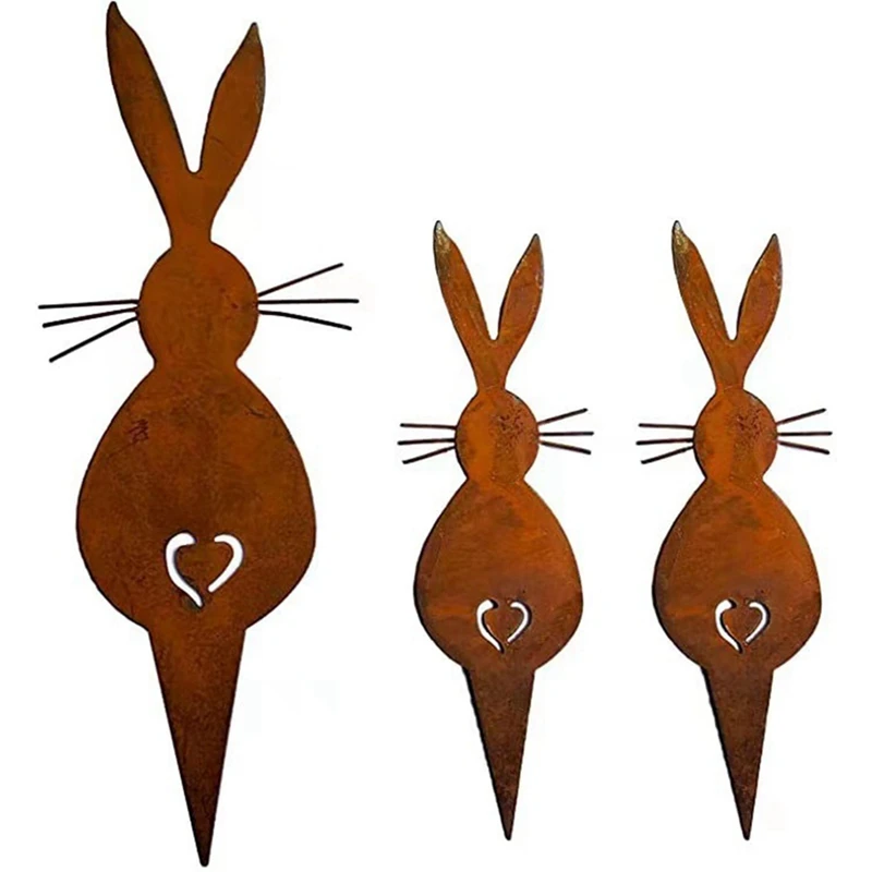 Easter Bunny Garden Stake Garden Decoration Stake  Rust Decoration Spring Decoration For Garden And Front Door