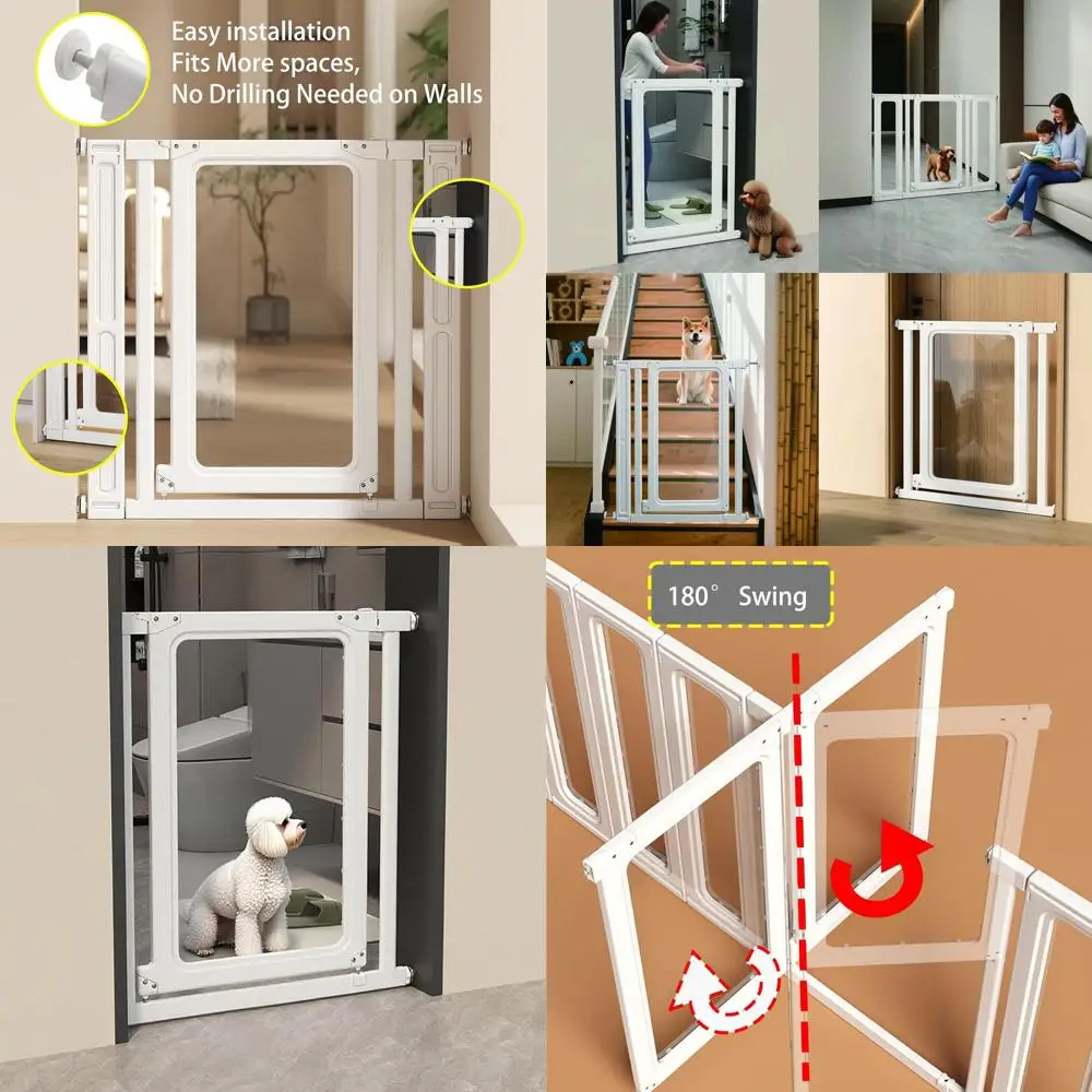 

Dog Barrier Stopper Gate Pet Gate Playpen for Stairs Doorways Hallways Pressure Mounted Easy Install 27.4"-29.9" Adjustable Extr
