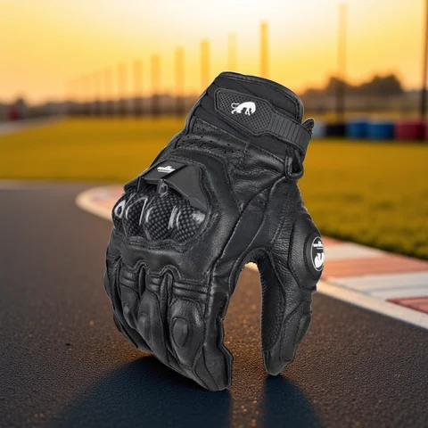 High Quality Genuine Leather Gloves Men's Luva Moto Motorcycle Glove Guantes Protection Racing  MOTO