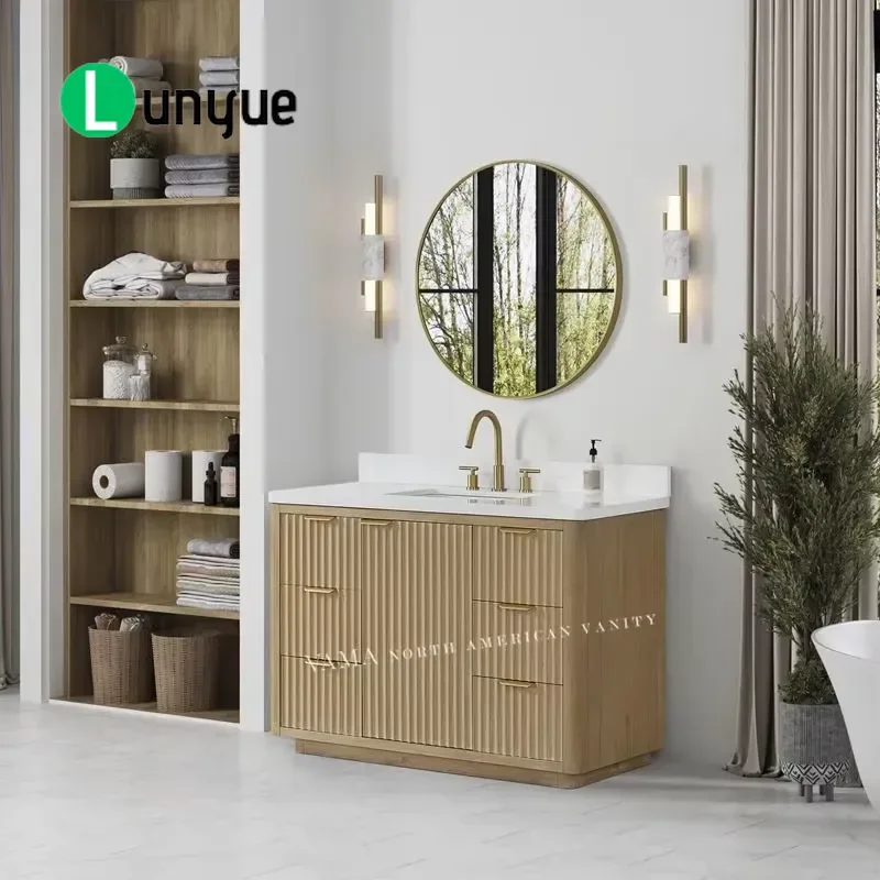 48 Inch Floor Mounted Bathroom Vanity Cabinet High Quality Customized Sink Console For Modern Home Bathroom Storage Furniture