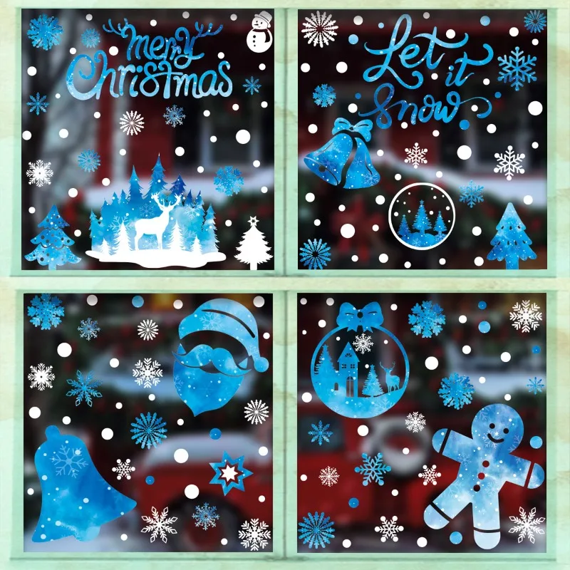 Christmas Snowflake Hanging Ball Static Sticker Christma Tree Snowman bell shopping Mall Glass Window Sticker Noel Natal 2025