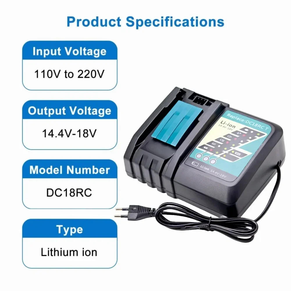 For Makita 18V Charger,Compatible with Makita 14.4V-18V Li-ion Battery BL1415 BL1430 BL1815 Professional Tool Battery Chargers