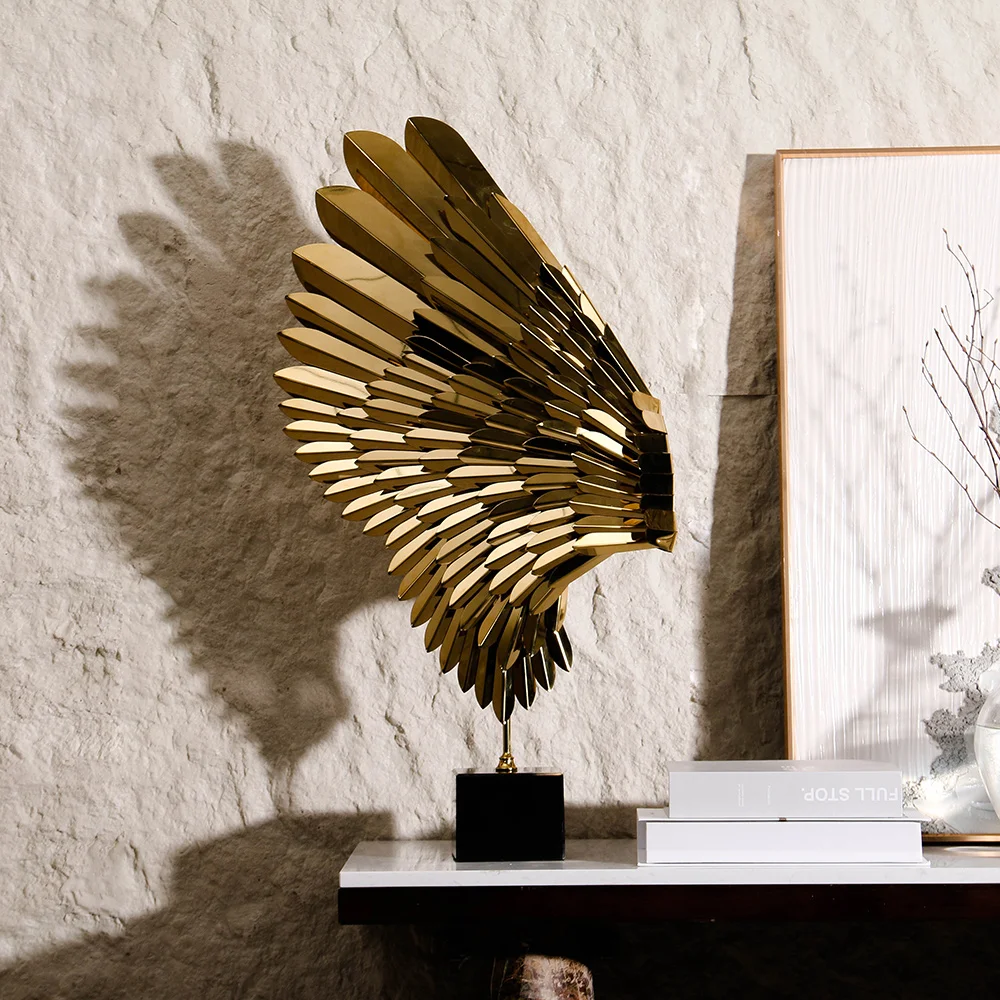 for Factory Supplies Gold Decorative Stainless Steel Abstract Flying Eagle Home Decor Luxury Accessories For  Table Decoration