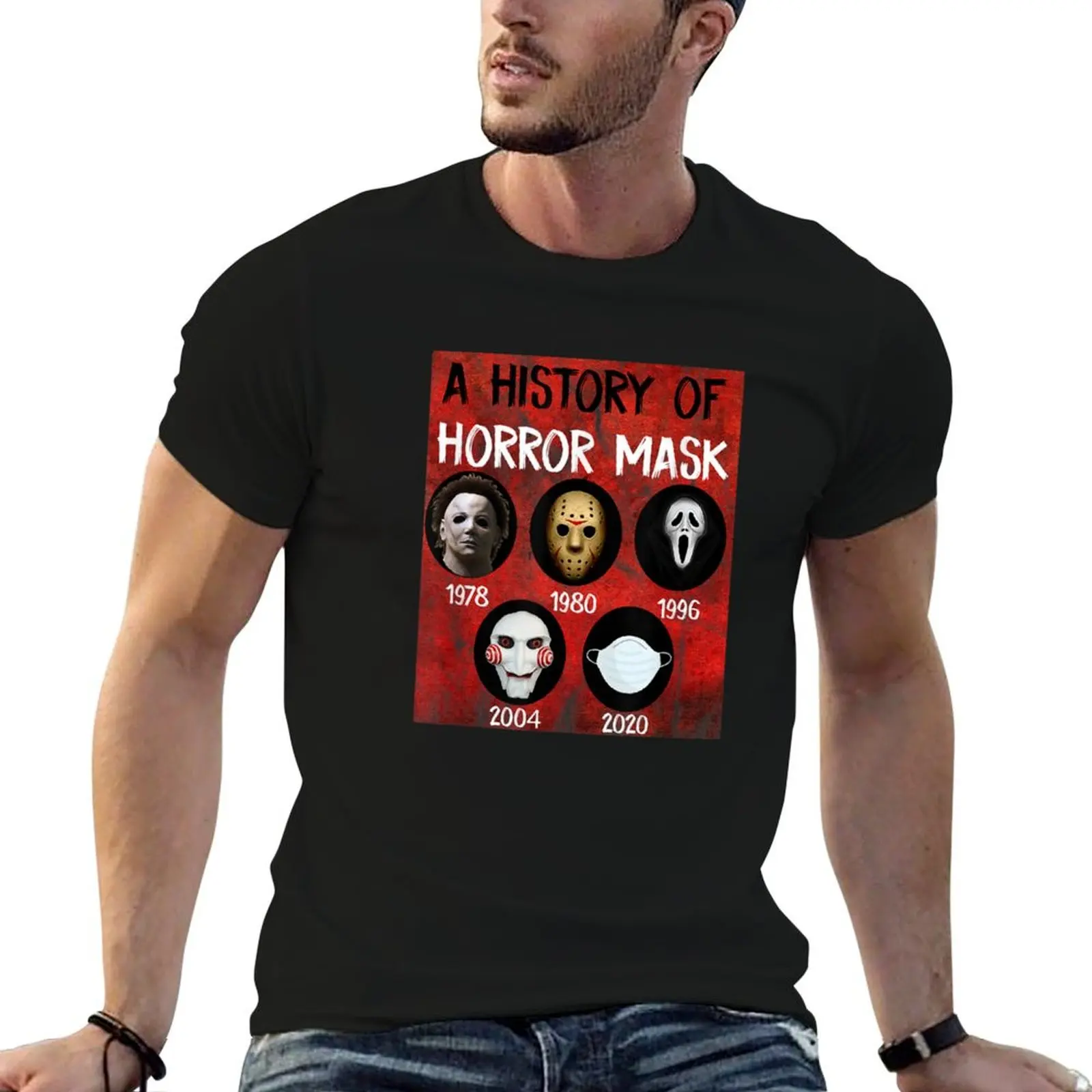 Horror masks history Halloween costumes T-Shirt street wear anime tshirt plus size tops Aesthetic clothing Men's cotton t-shirt