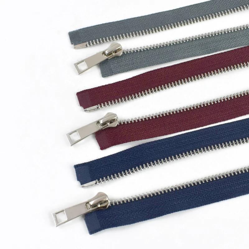 

5Pcs 40/50/60/70/80cm 5# Metal Silver Y-Teeth Separating Zipper Open-End for Jacket Coat Bag DIY Sewing Crafts Accessories