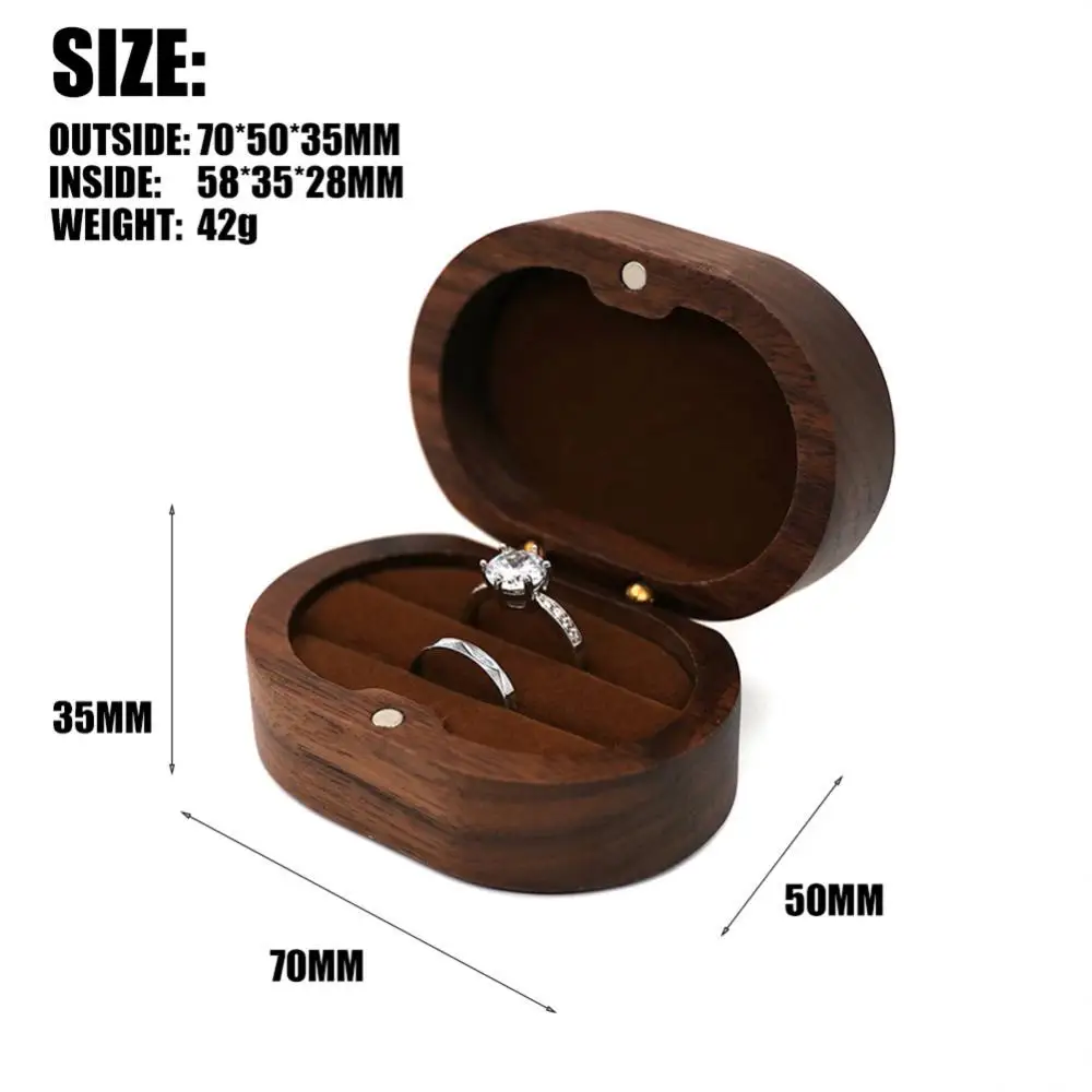 Scatola ad anello in legno trasparente Flip Cover custodia interna in velluto per gioielli collana anello orecchini a bottone custodia per imballaggio portagioie portatile