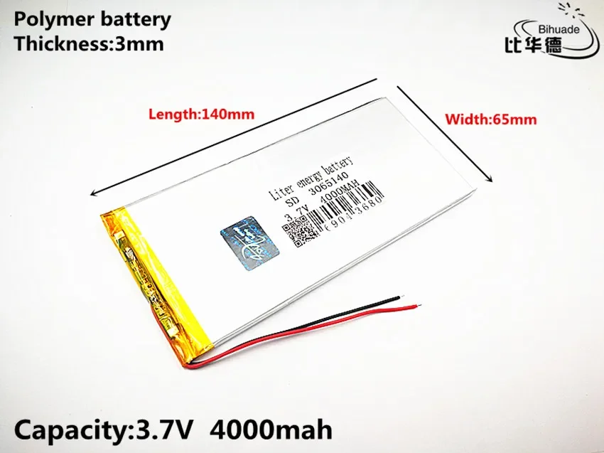 Good Qulity 3.7V,4000mAH,3065140 Polymer lithium ion / Li-ion battery for tablet pc BANK,GPS,mp3,mp4