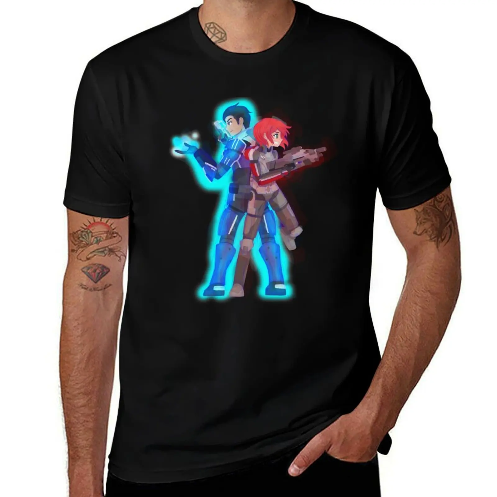 Mass Effect - Shenko Action [Commission] T-Shirt Thanksgiving Casual Tee T-Shirt