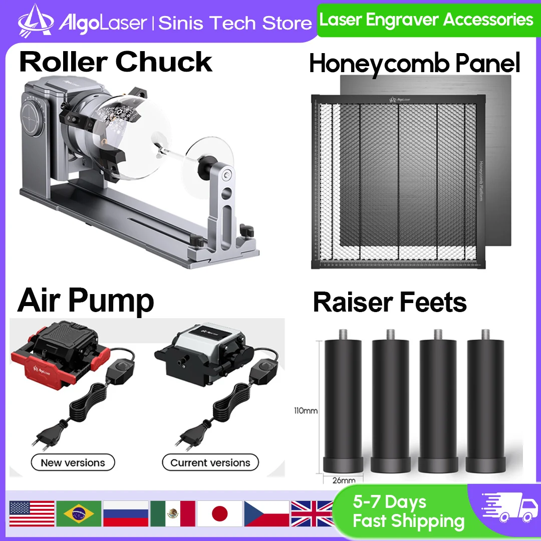 

AlgoLaser Rotary Roller Honeycomb Panel Air Assist Pump Raiser Feets For All Brand CO2 Laser CNC Laser Engraving Cutting Machine