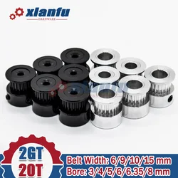 2GT 20 Teeth Timing Pulley K Type Bore 3/3.17/4/5/6/6.35/8mm Belt Width 6/9/10/15mm Synchronous Wheel For 3D Printer GT2 20T