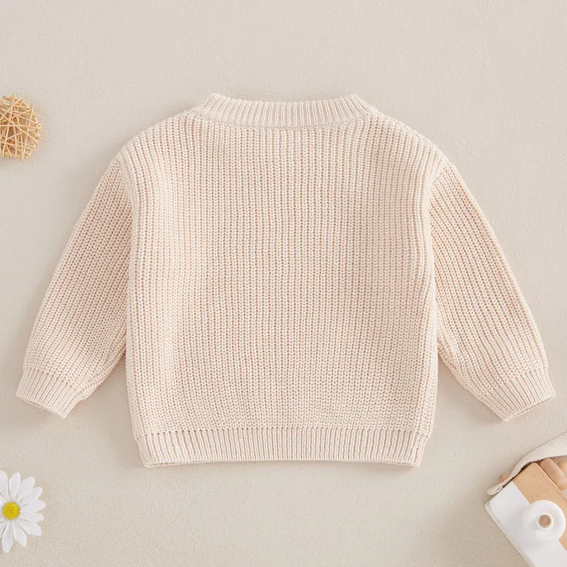 Maglioni per San Valentino per bambini da 6 mesi a 4 anni Abiti autunnali invernali Manica lunga Girocollo Lettera Ricamo Pullover