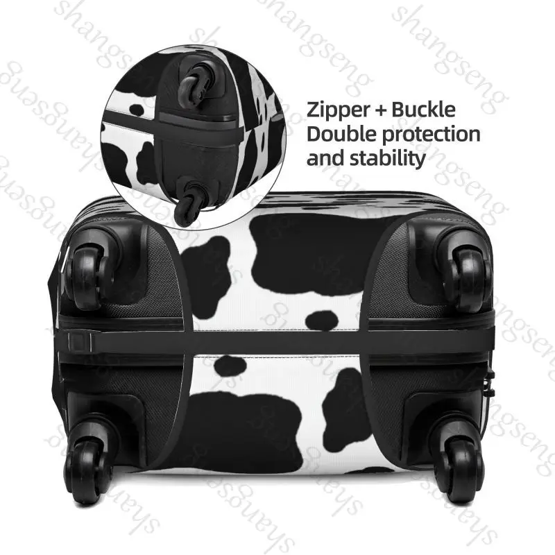 Capa protetora elástica grossa para bagagem, Impressão padrão vaca leiteira, Terno com zíper para bolsa, Mala de viagem, Trolley Travel