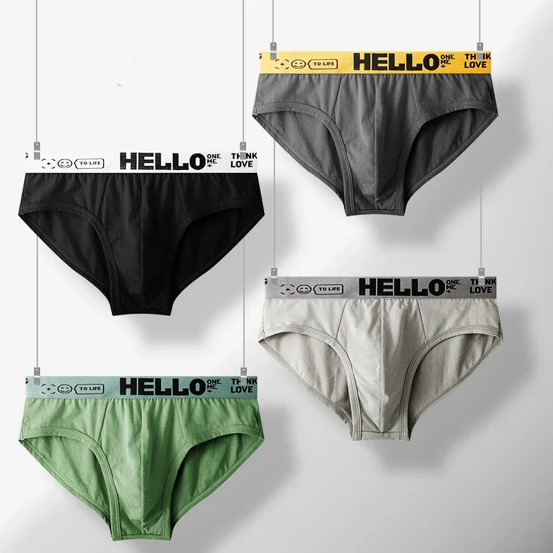 Versatile Solid Color Men's Triangle Underwear Cotton Triangle Ropa Interior Sexy De Hombre  Men Underwear Brief