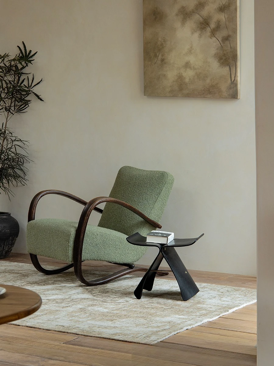 نسخة طبق الأصل من العصور الوسطى \ مقعد فراشة ليو زونجلي ياباني من الخشب الصلب مقعد صغير مصمم إبداعي لخلع الملابس الرجعية #3