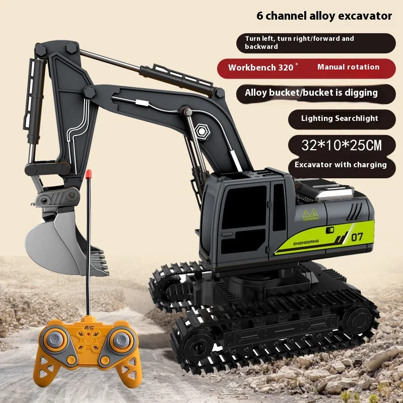 

Engineering 6-channel Alloy Light And Sound Effect Remote Control Excavator, Birthday Gift For Boys, Children's Puzzle Toys