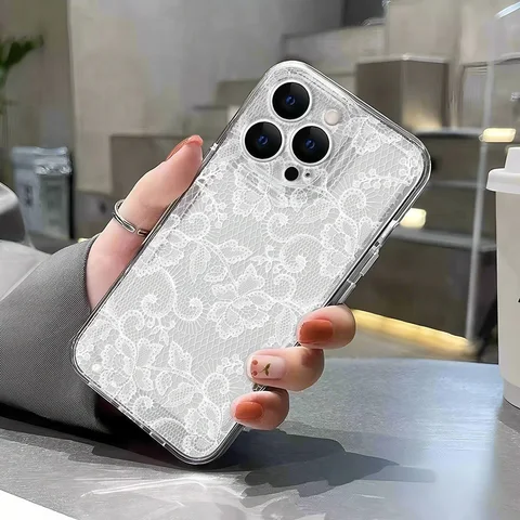 Белый и розовый кружевной чехол с цветочным узором для Samsung Galaxy A12 A13 A22 A23 A32 A33 A50 A52 A53 A22 A72 A73, прозрачный чехол