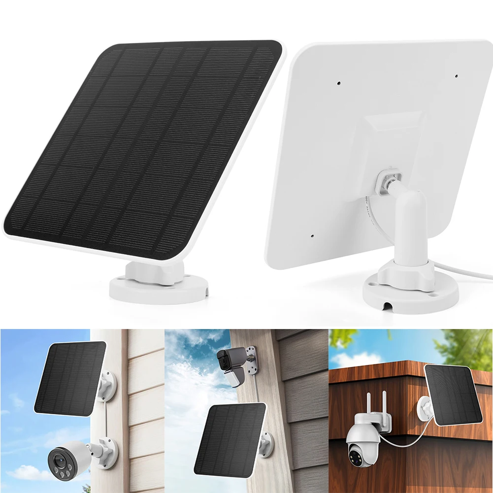 5V 6W Solarpanel mit Micro-USB & USB-C Anschluss Solarladegerät 360° ° Verstellbares 9,2 Fuß langes Ladekabel für Kamera