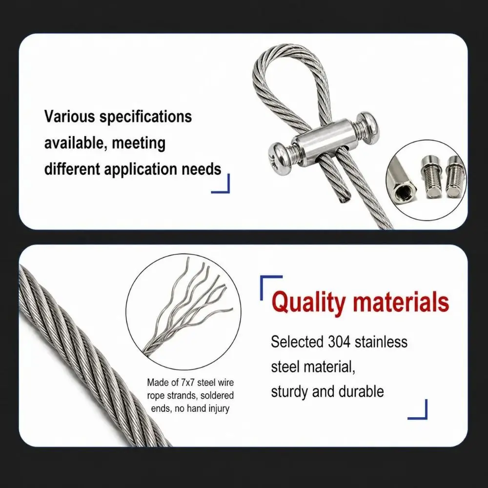Adjustable Locking Steel Wire Cable Horizontal Lock Secure Fastening Steel Wire Rope Hanger Double Hole Structure