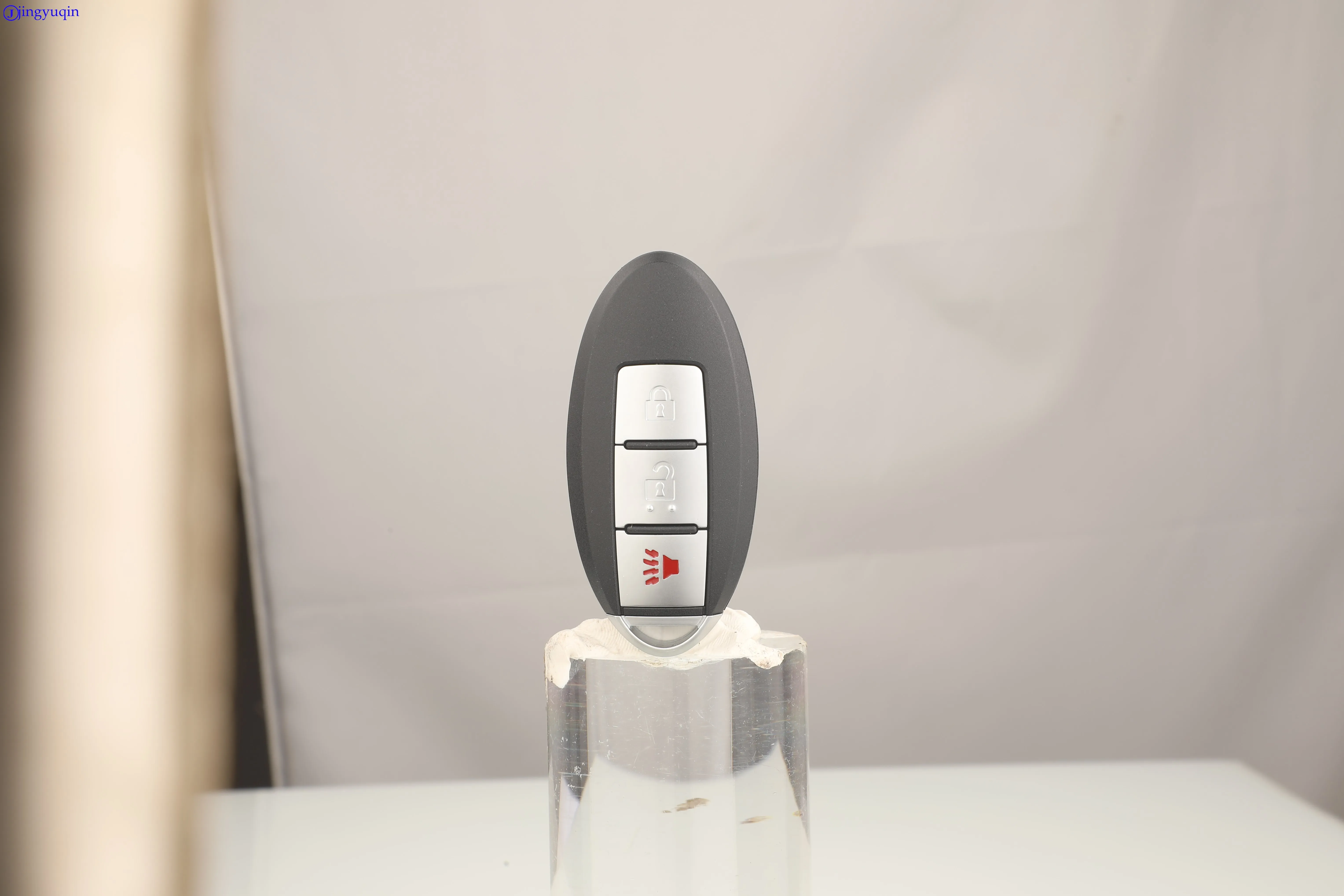 징위친 3버튼 리모컨 스마트 자동차 키 쉘 케이스 커버 (닛산용, 왼쪽 배터리 홀더, 평평한 쉘, 표준 없음, 로고 없음)