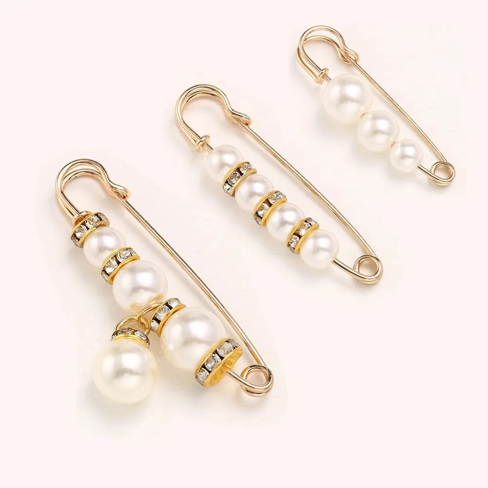 5Pcs Women Fashion Pearl Brooch Waist Cinching Adjustable Skirt Anti-slip Metal Pin Fixed Clothes Accessories For DIY Jewelry