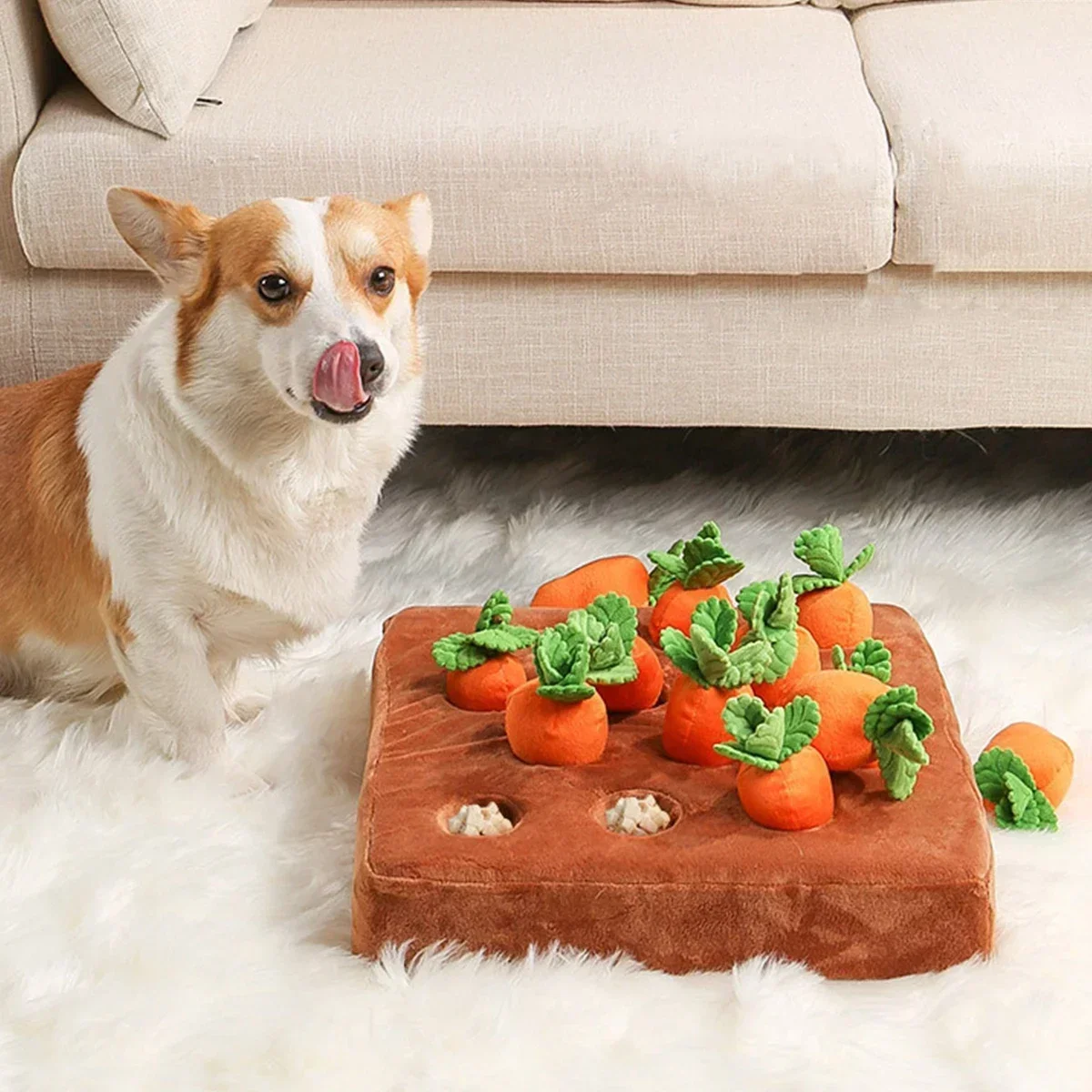 Dogs Carrot Snuffle Mat Interactive Pet Stress Relief Dogs Chew Toys with Non-Slip Bottom for Dog Cat Eliminating Boredom Stress