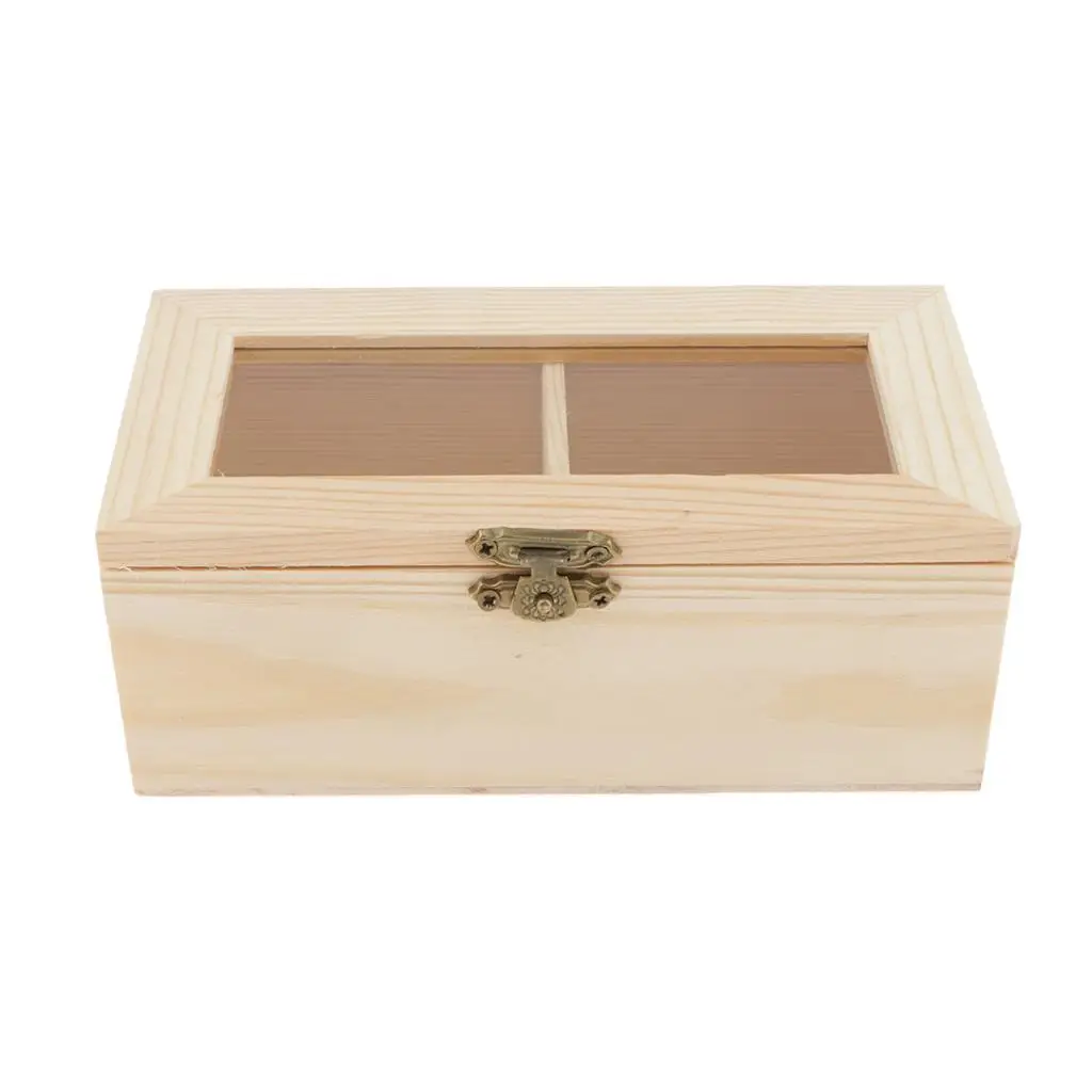 Wooden Box with 2 Compartments And Lock, Wooden Box, Jewelry Box