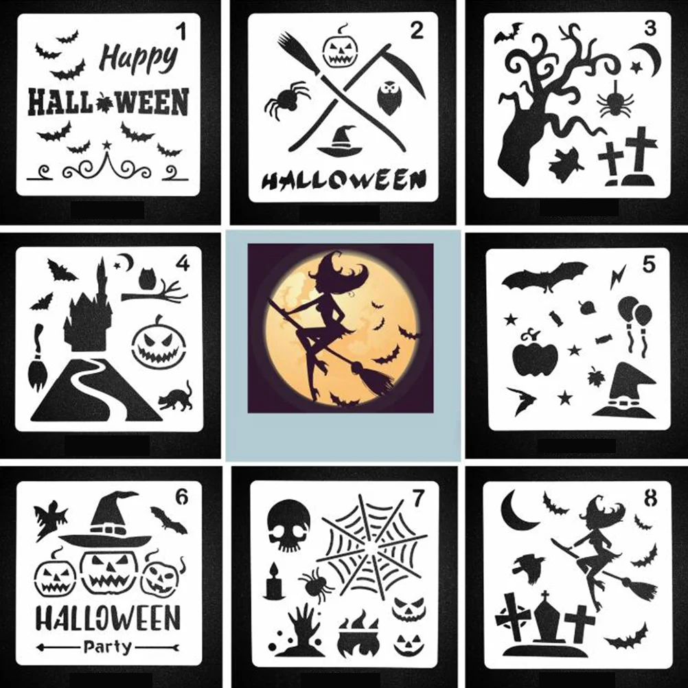 4 Pcs Halloween Decor Stencils Decoration Ideas Drawing Templates DIY Hollow Out