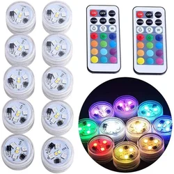 Battery Operated LED Underwater Lights Remote 16 Colors Submersible Light RGB Tea Lamp for Weeding Xmas Valentine's Day Party