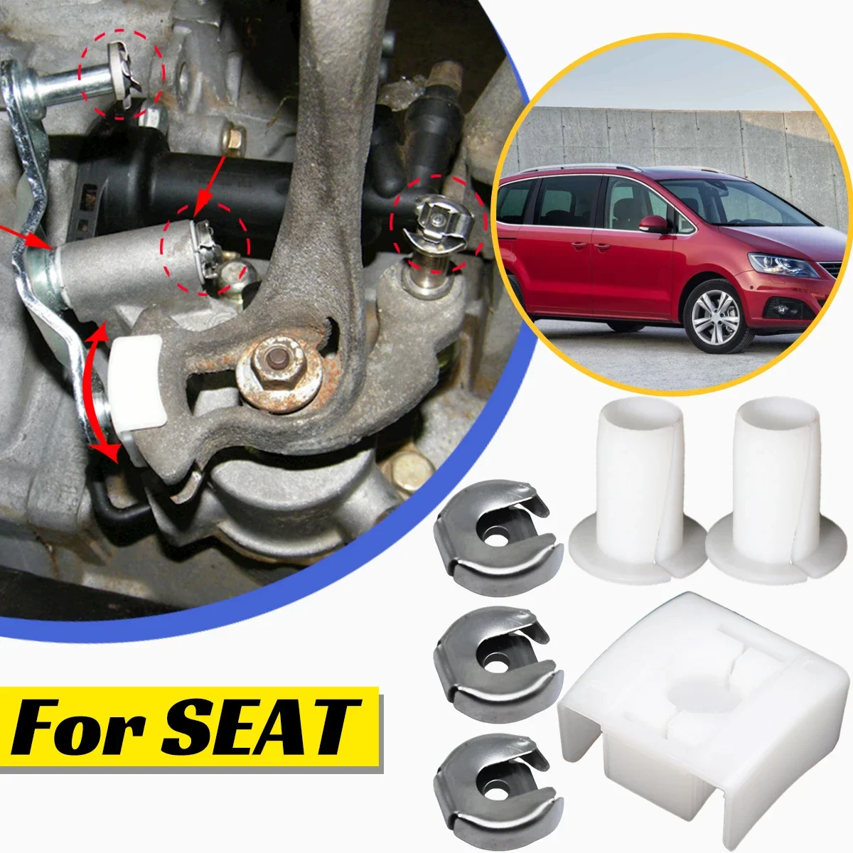 6X for SEAT Leon 1M Ibiza 2002-2006 Arosa 6H Gear Shift Relay Lever Sliding Shoe Bearing Bushing Wiring Lock Washer Manual Parts