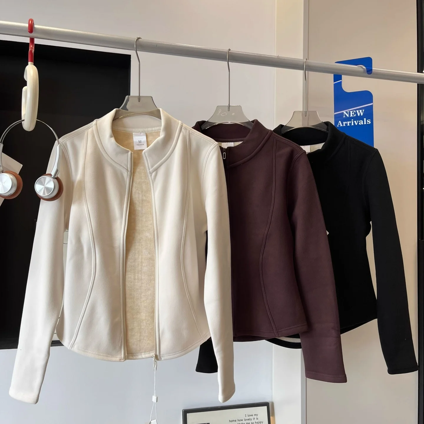 

Women's Zipper Short Coat New Autumn Winter Stand Cut Double Sided Velvet Warm Comfortable Stand Up Collar Double Jacket Top