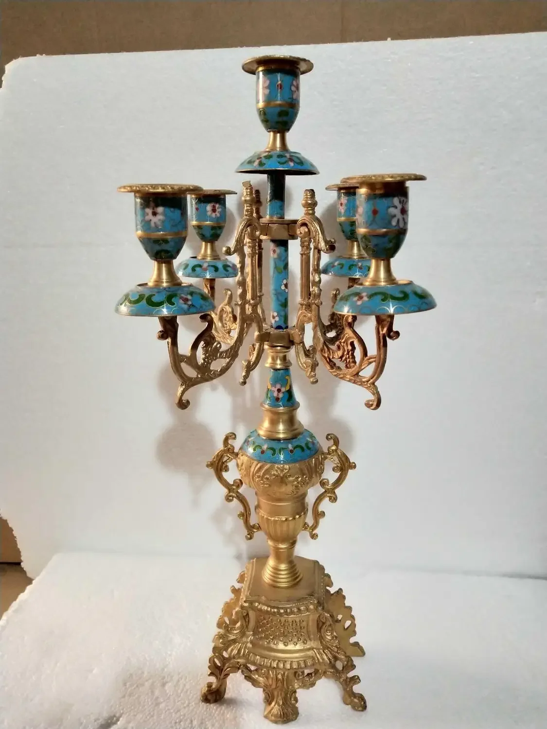 Candle holder Gold retro candle holder, home fireplace porch ornament tabletop