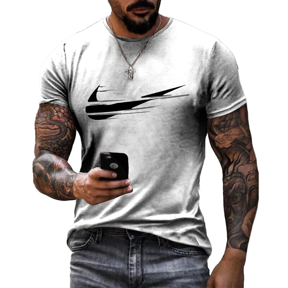 new men sports round neck pullover short sleeved T-shirt 3D printed T-shirt street top short sleeved loose oversized T-shirt